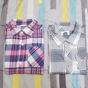 Two Boy's Plaid Short Sleeve Button-Down Size 5T